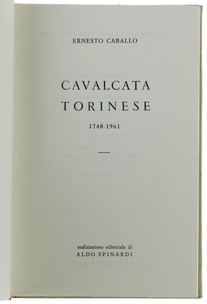 Cavalcata Torinese 1748-1961 - Ernesto Caballo - copertina