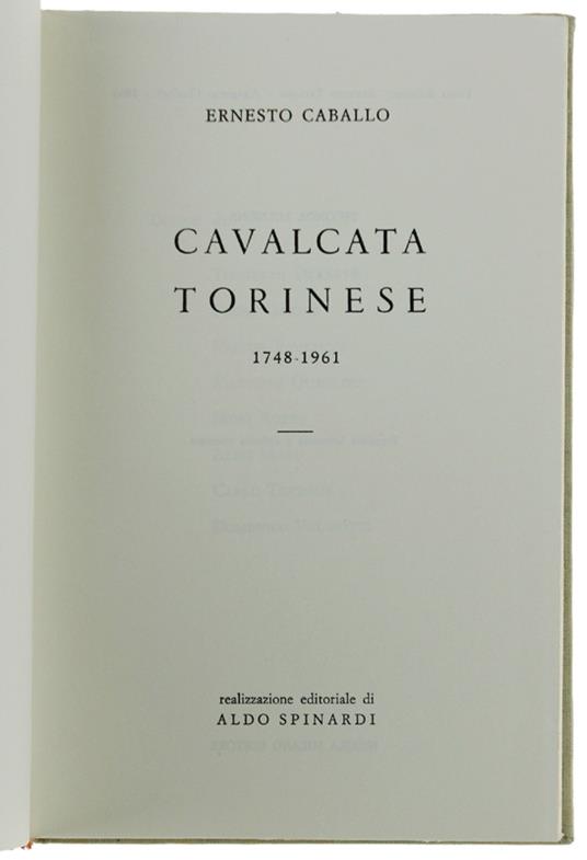 Cavalcata Torinese 1748-1961 - Ernesto Caballo - copertina