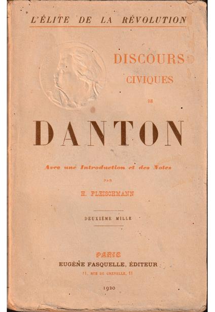 Discours civiques de Danton Avec une Introduction et des Notes par Hector Fleischmann - copertina
