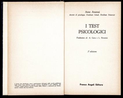 I test psicologici - Anne Anastasi - copertina
