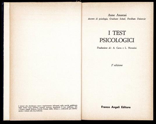 I test psicologici - Anne Anastasi - copertina