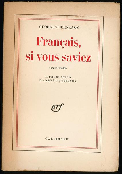 Francais, si vous saviez 1945-1948 - Georges Bernanos - copertina