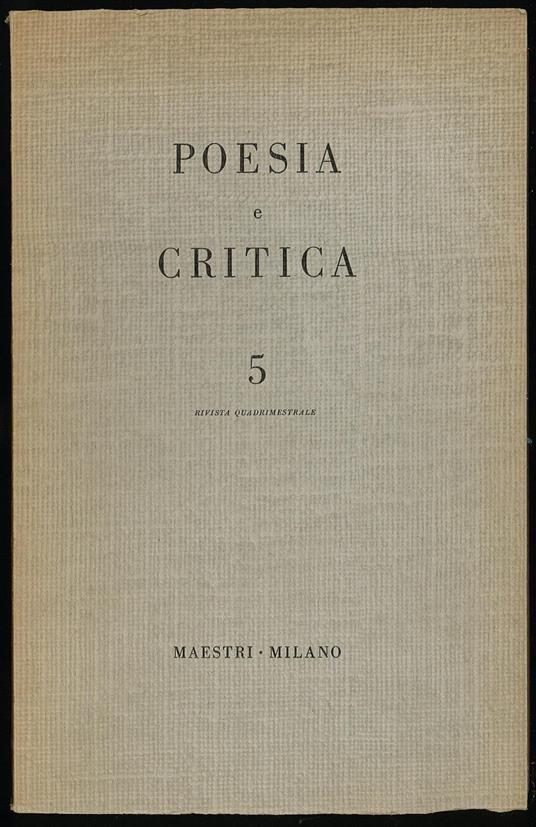 Poesia e Critica - copertina