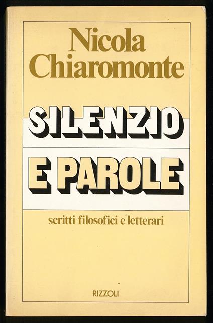 Silenzio e parole - Nicola Chiaromonte - copertina