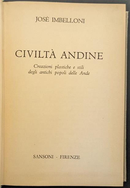 Civiltà andine - copertina