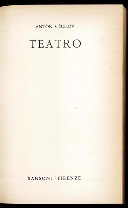Teatro - Anton Cechov - copertina