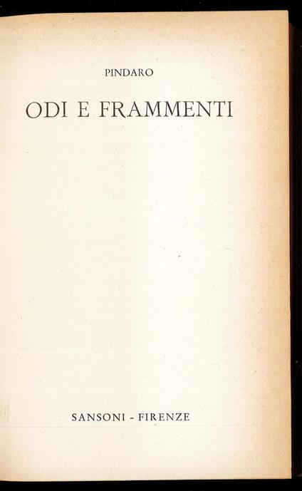 Odi e frammenti - Pindaro - copertina