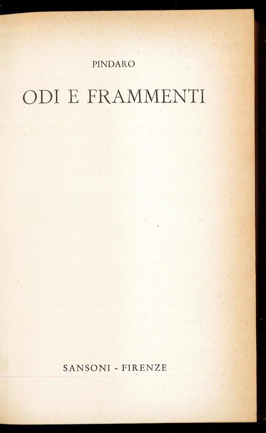 Odi e frammenti - Pindaro - copertina