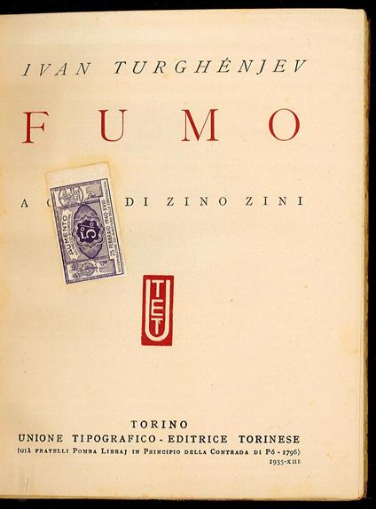 Fumo - Ivan Turgenev - copertina