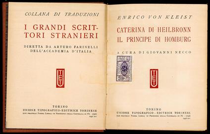 Caterina di Heilbronn - Il principe di Homburg - Heinrich von Kleist - copertina