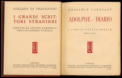 Adolphe - Diario - Benjamin Constant - copertina