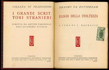 Elogio della stoltezza - Erasmo da Rotterdam - copertina