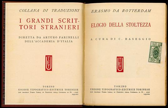 Elogio della stoltezza - Erasmo da Rotterdam - copertina