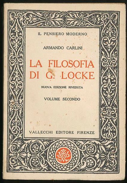 filosofia di G. Locke Volume II - Armando Carlini - copertina