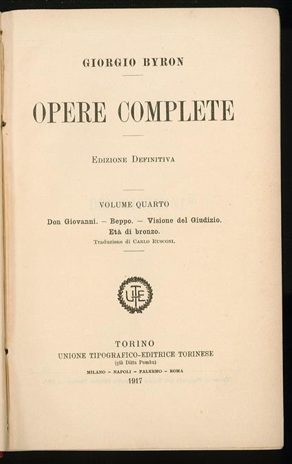 Opere complete volume quarto - Giorgio Baroni - copertina