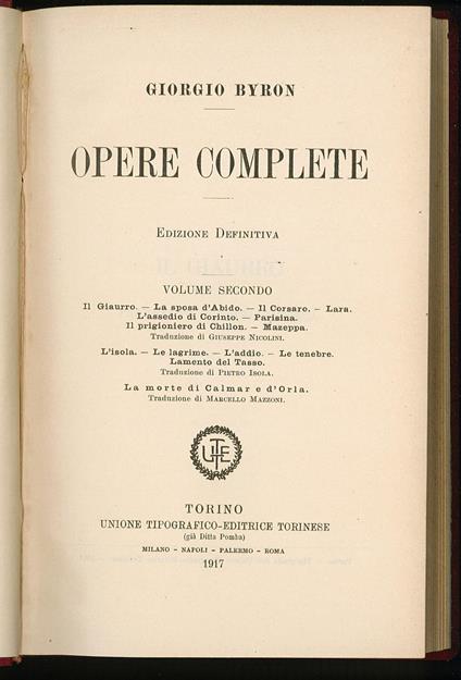 Opere complete volume secondo - Giorgio Baroni - copertina