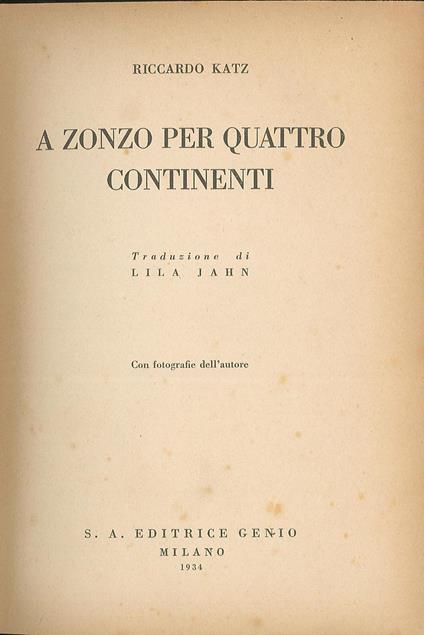 A zonzo per quattro continenti - Richard Katz - copertina
