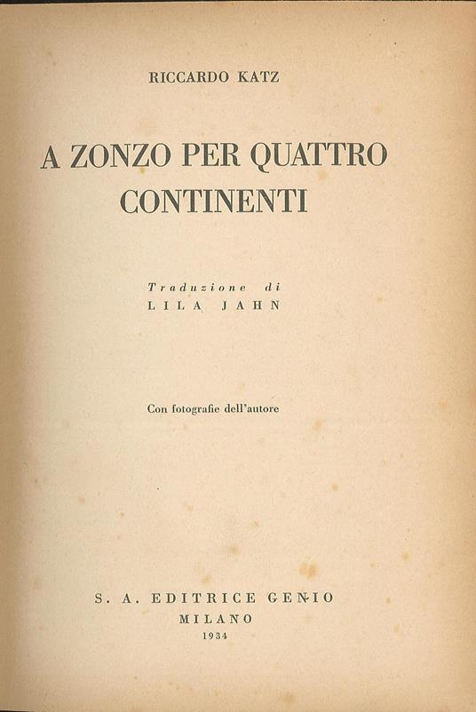 A zonzo per quattro continenti - Richard Katz - copertina