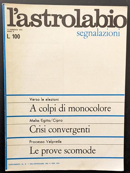 L' astrolabio. Segnalazioni - copertina