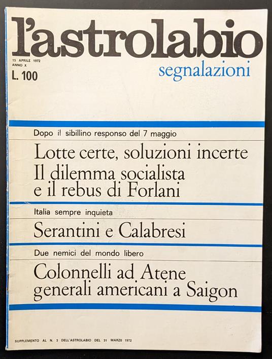 L' astrolabio. Segnalazioni - copertina