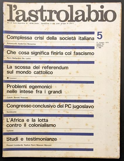 L' astrolabio 5 - copertina