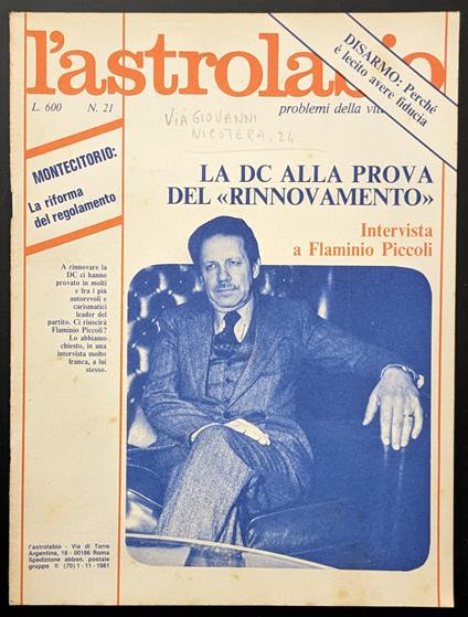 L' astrolabio 21 - copertina