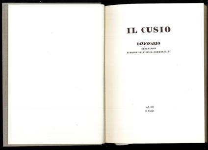 Il Cusio dizionario geografico storico-statistico-commerciale III - Goffredo Casalis - copertina