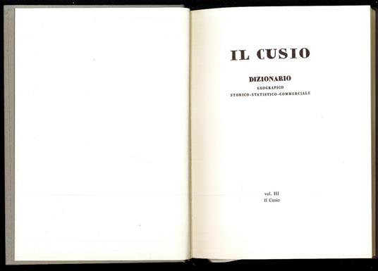 Il Cusio dizionario geografico storico-statistico-commerciale III - Goffredo Casalis - copertina