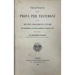 Trattato della prova per testimoni e del relativo procedimento d'esame. Con introduzione sul sistema probatorio in materia civile - copertina