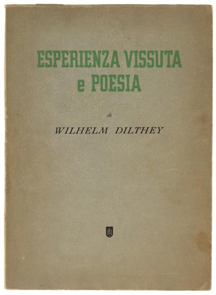 ESPERIENZA VISSUTA E POESIA - Wilhelm Dilthey - copertina