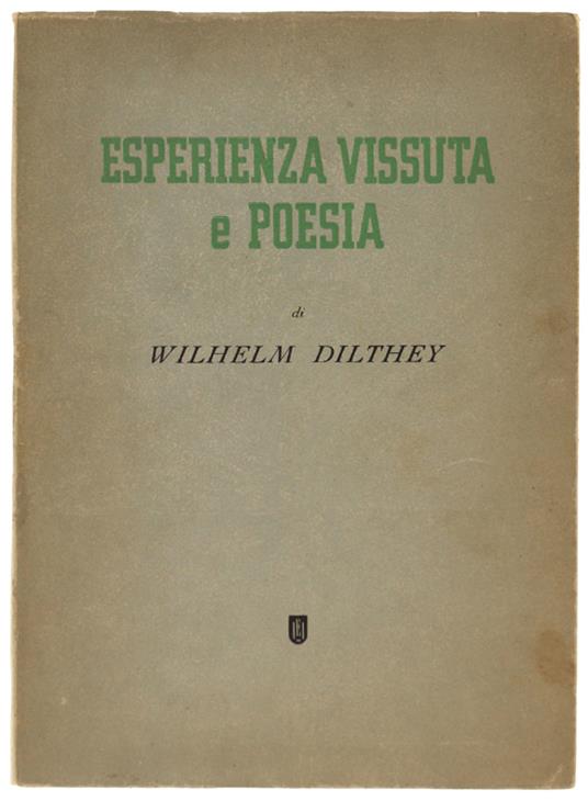 ESPERIENZA VISSUTA E POESIA - Wilhelm Dilthey - copertina