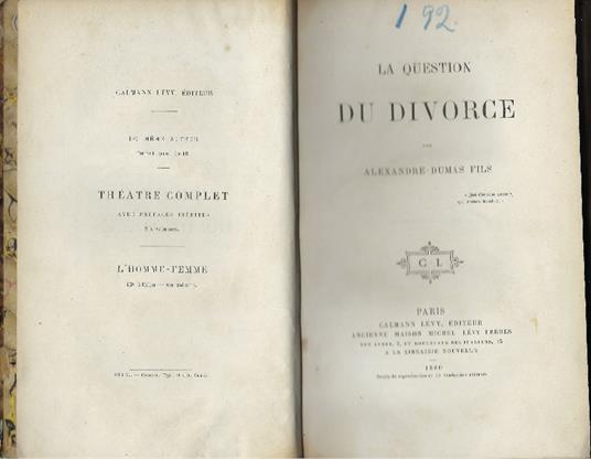 Question Du Divorce - Alexandre (figlio) Dumas - copertina