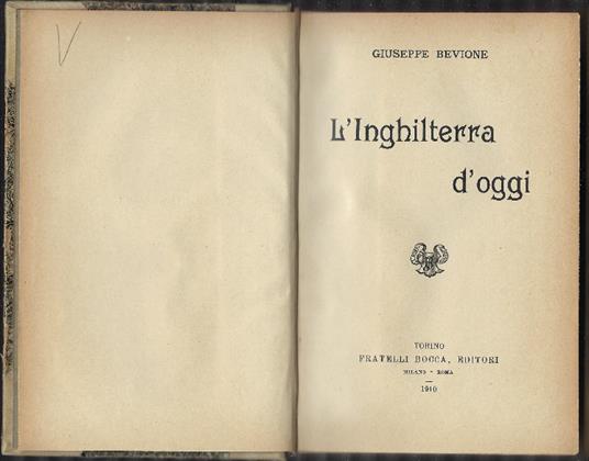 L' inghilterra D'oggi - copertina