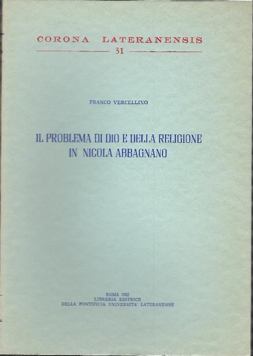 Il Problema Di Dio E Della Religione In Nicola Abbagnano - copertina