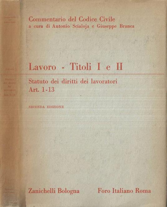 Lavoro - Titoli I e II - copertina