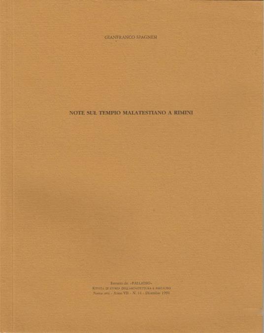 Note sul Tempio Malatestiano a Rimini - Gianfranco Spagnesi - copertina