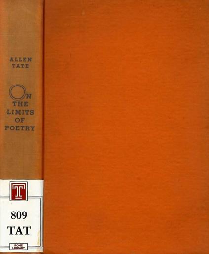 On the limits of poetry - Allen Tate - copertina