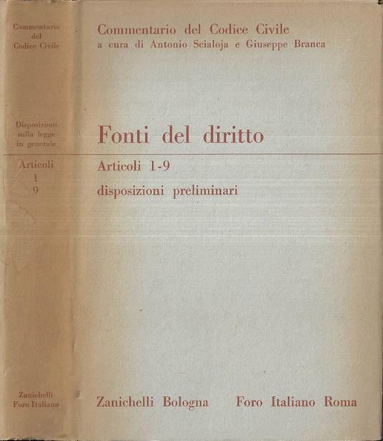 Fonti del diritto Articoli 1 - 9 - Alessandro Pizzorusso - copertina