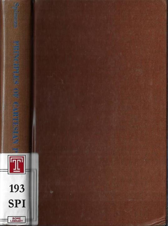Principles of cartesian philosophy - Baruch Spinoza - copertina
