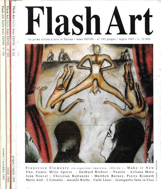Flash Art. La prima rivista d'arte in Europa - Anno XXVIII - 1995 - N. 192 (Giugno/Luglio), N. 193 (Estate), N. 194 (Ottobre/Novembre) - copertina