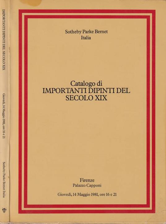 Catalogo di importanti dipinti del secolo XIX - copertina