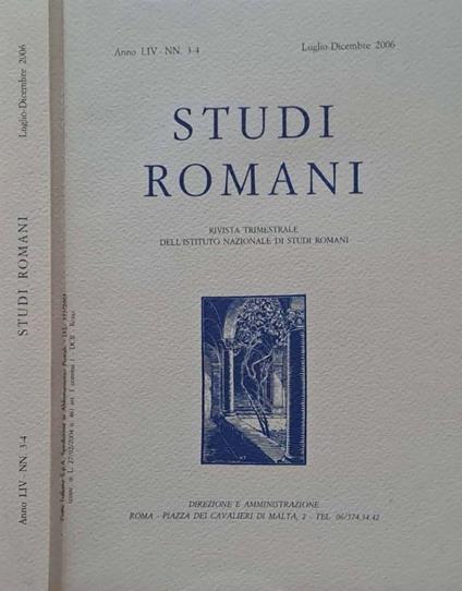 Studi Romani. Rivista trimestrale dell'Istituto Nazionale di Studi Romani. NN. 3-4, luglio-dicembre 2006 - copertina