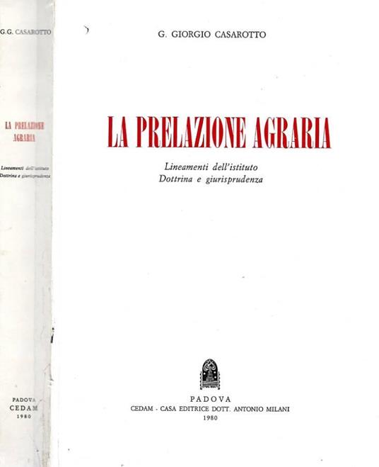 La prelazione agraria - copertina