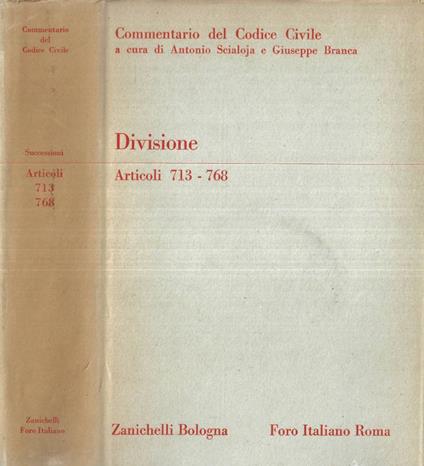 Divisione Articoli 713 - 768 - copertina
