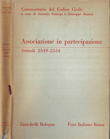 Associazione in partecipazione Articoli 2549 - 2554 - copertina