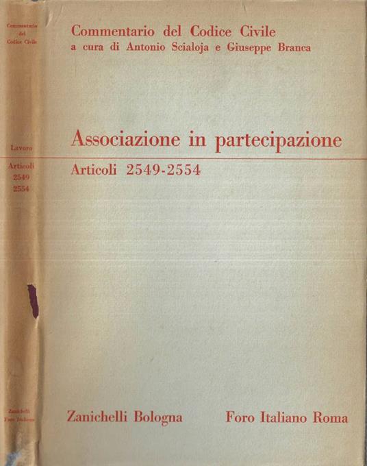 Associazione in partecipazione Articoli 2549 - 2554 - copertina