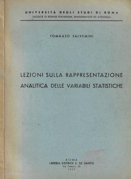 Lezioni sulla rappresentazione analitica delle variabili statistiche (Autografo) - copertina