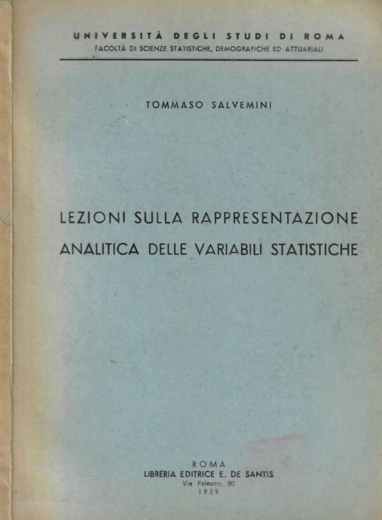 Lezioni sulla rappresentazione analitica delle variabili statistiche (Autografo) - copertina