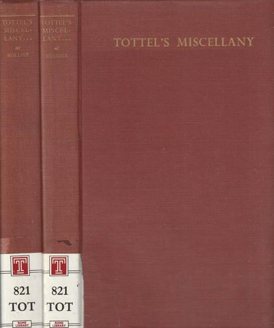 Tottel's Miscellany vol I,II - copertina