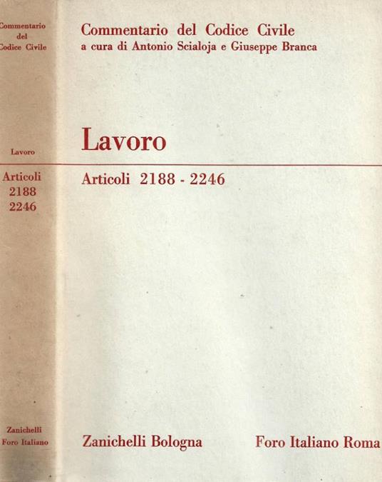 Del lavoro Articoli 2188-2246 - copertina